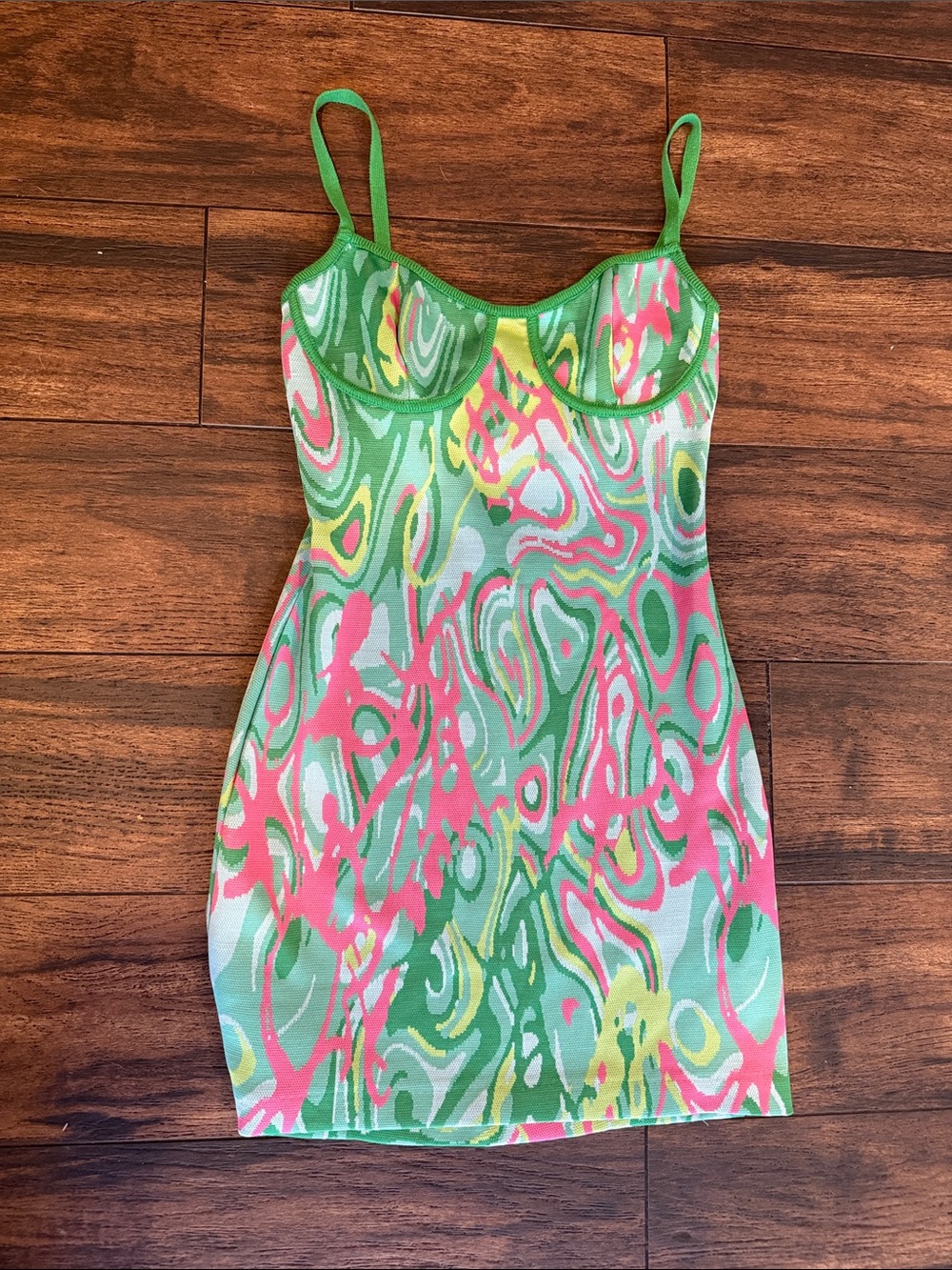 Zara Green Pink Multi-Color Mini Dress